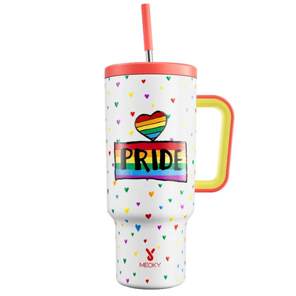 Meoky 40oz Mug Tumbler with Handle – Insulated Stainless Steel Tumbler with Lid & Straw, Coffee Thermos Cup, Heat Press Ready