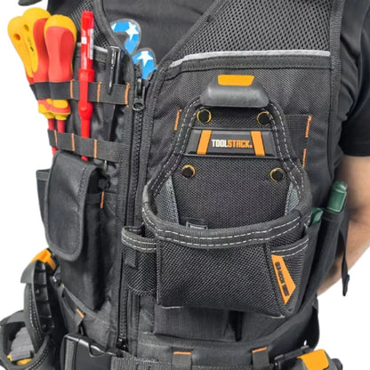 TOOLSTACK Heavy-Duty Work Vest - Multi-Pocket Breathable Adjustable Construction & Electrician Utility Vest