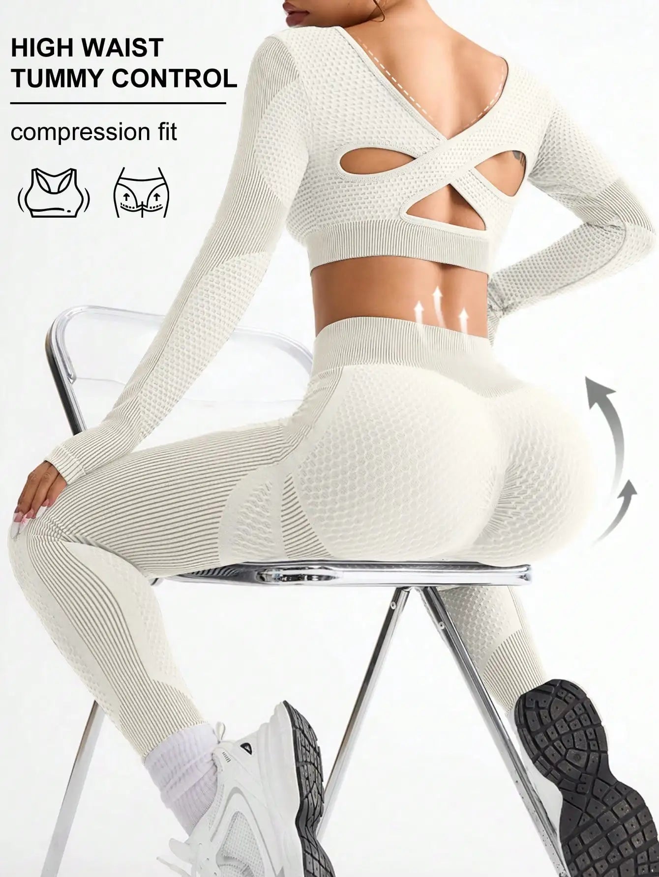 2PCS Women’s Seamless Yoga & Fitness Set – Breathable Tight Running Sports Outfit
