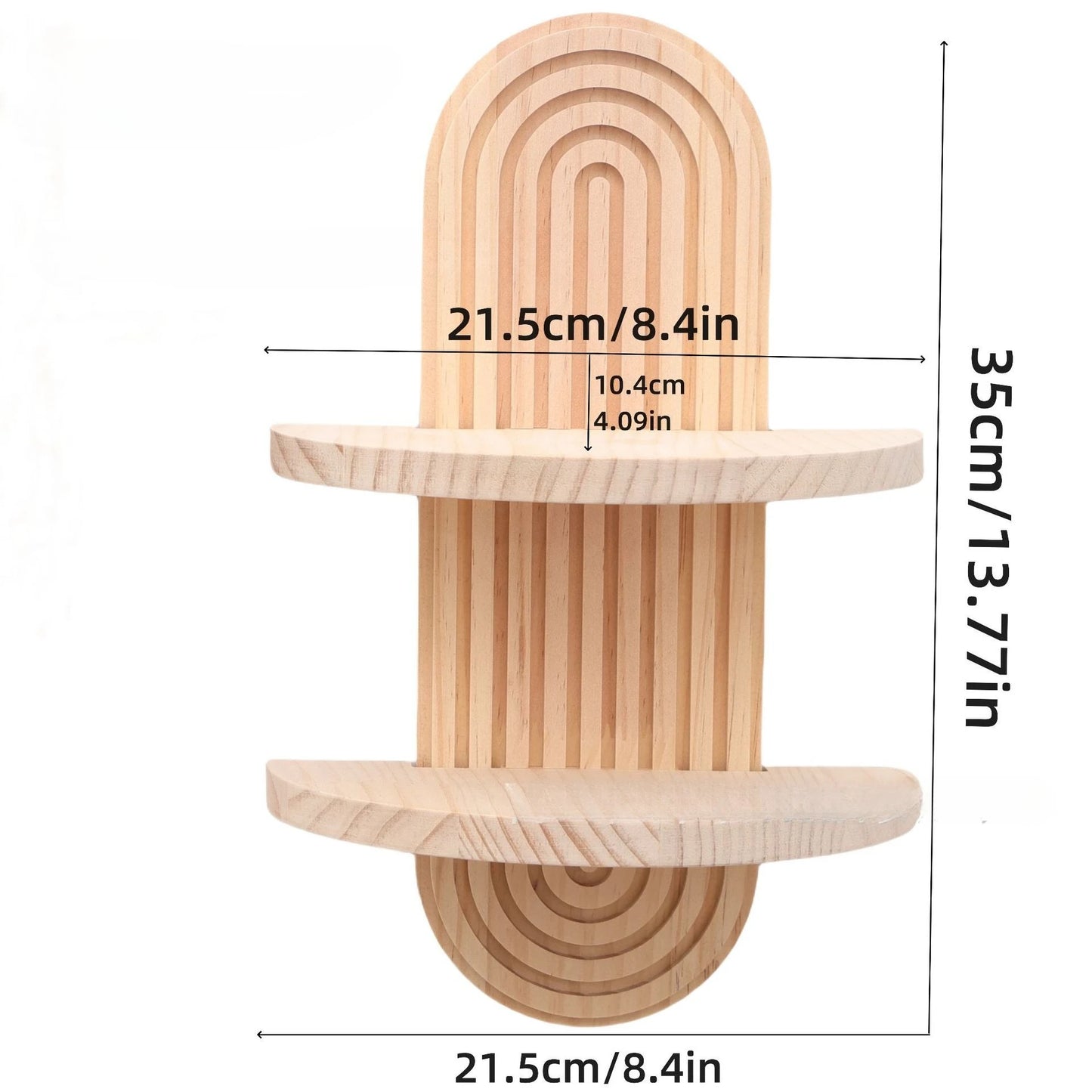 Wooden Wall-Mounted Shelves – Boho Style Rack for Living Room & Bathroom Home Decor