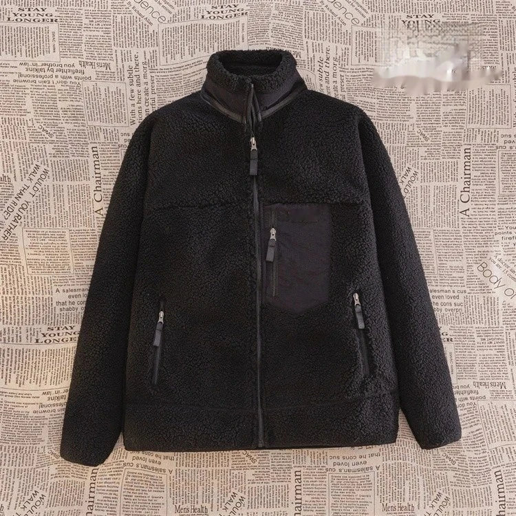 Motorcycle Outdoor Wool Jacket – Unisex Double-Sided Thick Plush Rider Suit, Windproof & Warm Lambing Wool Fashion Jacket
