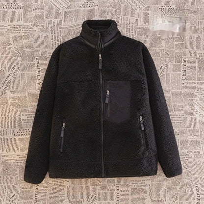 Motorcycle Outdoor Wool Jacket – Unisex Double-Sided Thick Plush Rider Suit, Windproof & Warm Lambing Wool Fashion Jacket