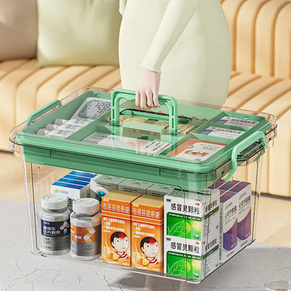 Large Capacity Portable Medicine Box – Multi-Layer Transparent First Aid & Medicine Storage Organizer