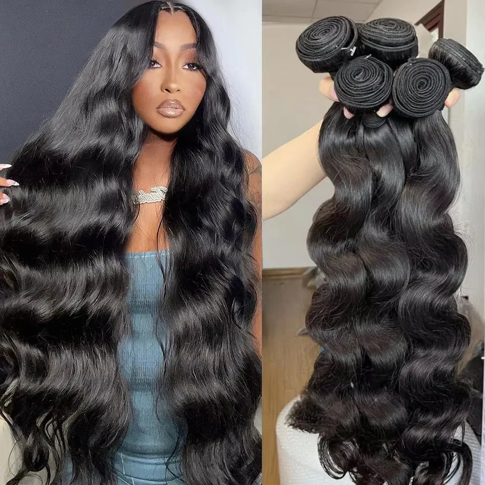38-40 Inch Body Wave Bundles – Brazilian Remy 100% Unprocessed Human Hair Weave Extensions, Double Drawn