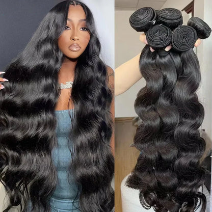 38-40 Inch Body Wave Bundles – Brazilian Remy 100% Unprocessed Human Hair Weave Extensions, Double Drawn