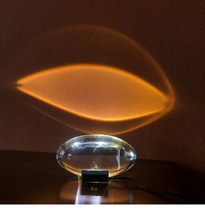 Italian Designer LED Table Lamp – Crystal 'Eye of the Sky' Egg-Shaped Night Projector for Living Room & Bedroom Decor