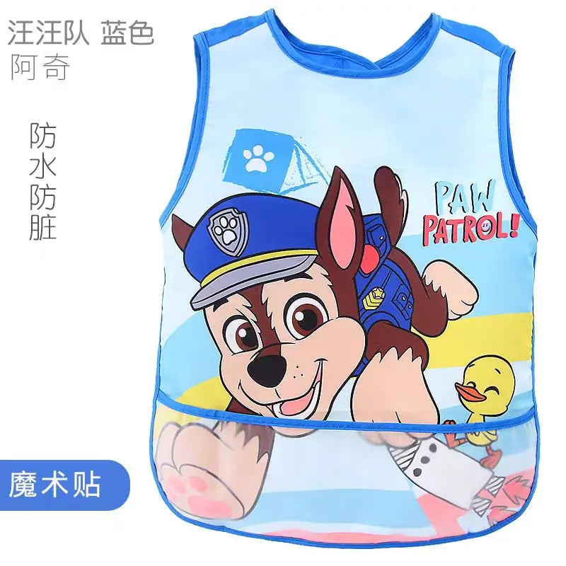 PAW Patrol Waterproof Baby Bib - Cartoon Sleeveless Pocket Apron for Self-Feeding & Mealtime