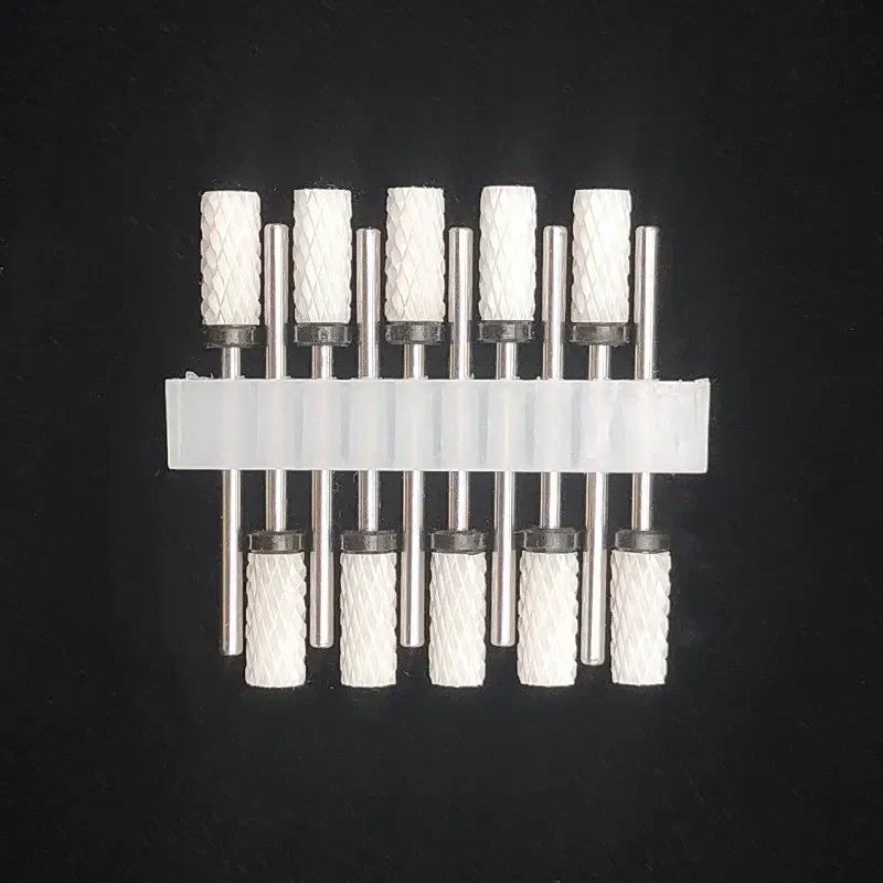 10PCS Ceramic Nail Drill Bits - Rotary Milling Cutters for Gel Polish Removal & Nail Grinding Machine Accessories