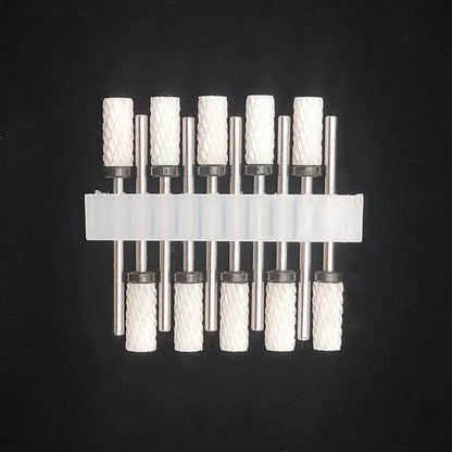 10PCS Ceramic Nail Drill Bits - Rotary Milling Cutters for Gel Polish Removal & Nail Grinding Machine Accessories