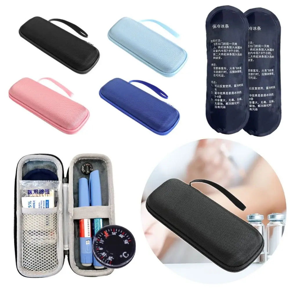 Waterproof Insulin Cooling Bag — Portable EVA Thermal Insulated Cooler with Gel Pen Compartment for Diabetics