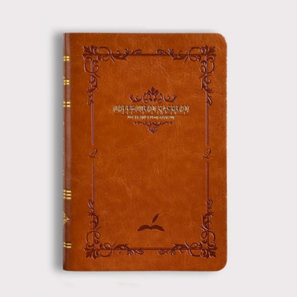 A6/A7 Vintage Hot Gold Printed Notebook – Cute Compact PU Leather Pocket Diary, Hard Shell School & Office Supplies