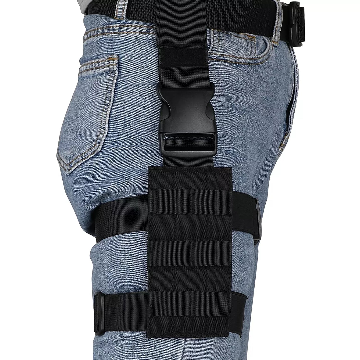 Universal Drop Leg Holster - Tactical MOLLE Gun Holster with Thigh Platform for Hunting Paintball, Adjustable Molle Straps Panel