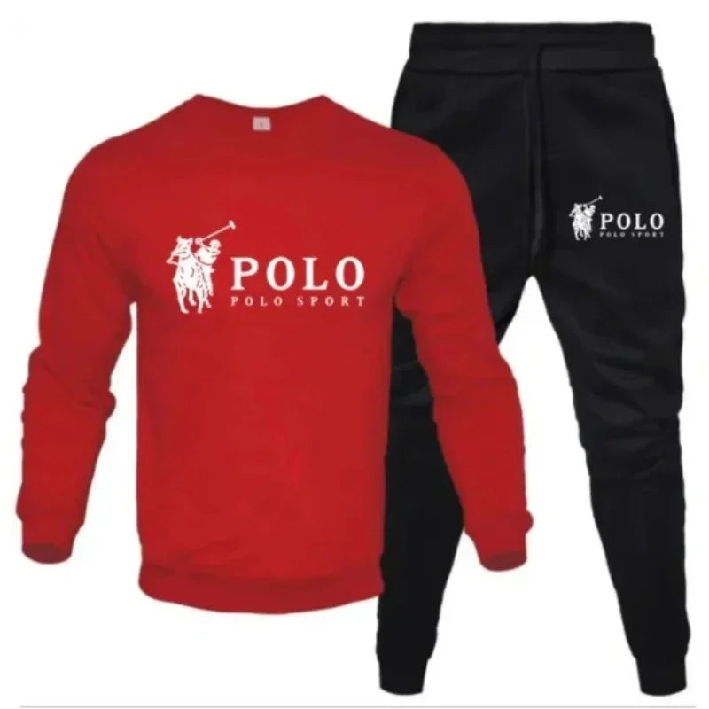 Men’s Autumn Winter Sweatshirt & Jogger Set – Round Neck Casual Sportswear Outfit for Outdoor Fitness & Daily Wear