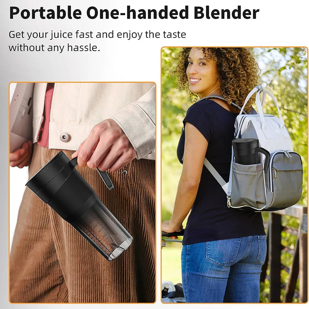 Portable Fruit Juicer - Rechargeable Mini Blender with 6 Sharp Blades for Shakes and Smoothies