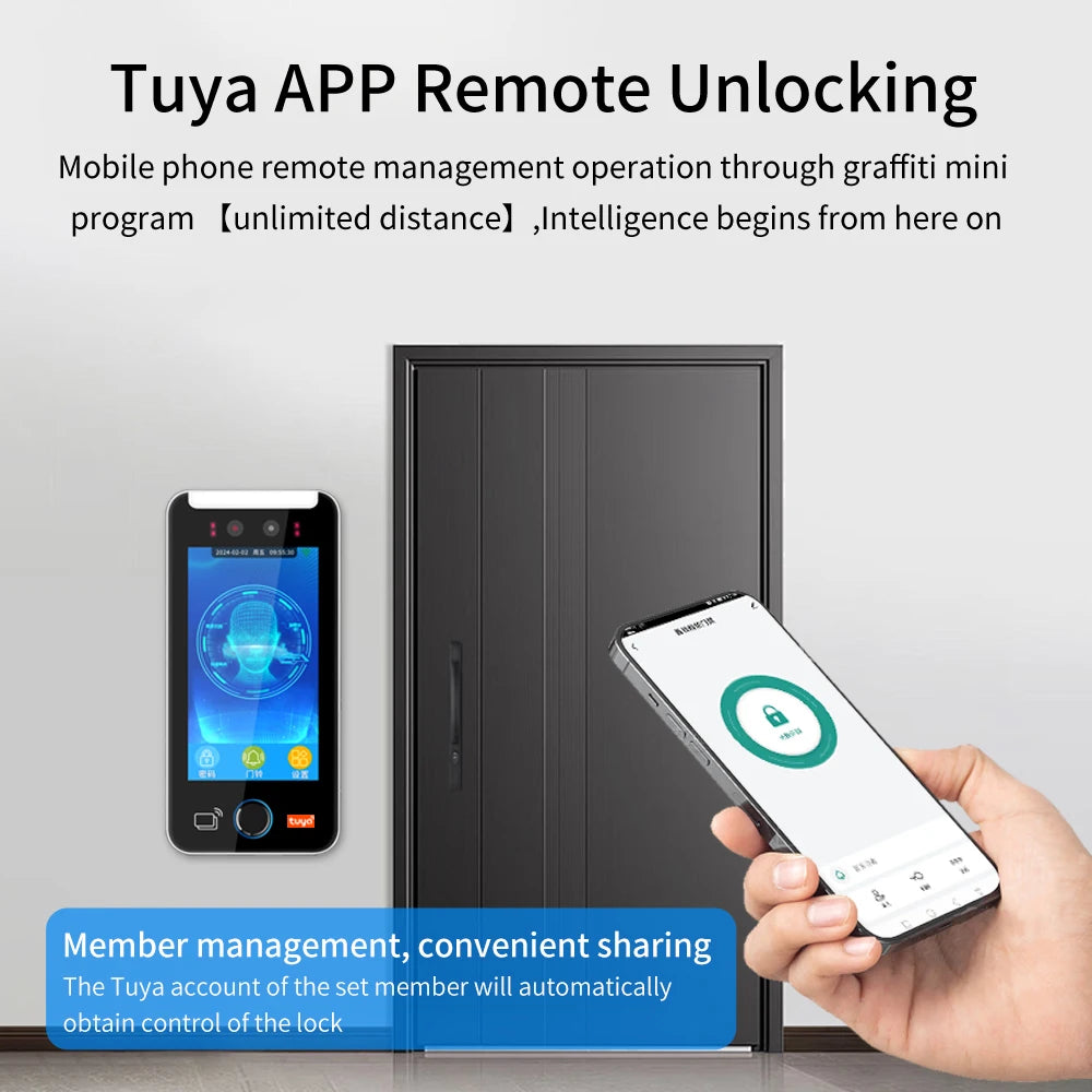 Asia Teco 5-Inch Face Recognition Access Control – WiFi TCP/IP Attendance Machine with Tuya App & Fingerprint Scanner