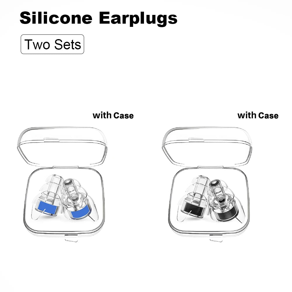 High-Fidelity Silicone Earplugs with Storage Case - Reusable Noise-Reducing Ear Plugs for Concerts, Musicians, Motorcycles, and Sound Sensitivity