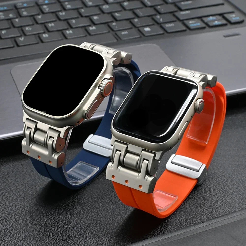 Magnetic Silicone Band for Apple Watch Ultra 2 – 49mm & 45mm, Loop Bracelet Strap for iWatch Series 10, 7, 8, 6, 5, 4, SE – Fits 44mm and 42mm Models