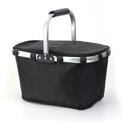 Folding Insulated Meal & Shopping Basket — Portable Handheld Cooler Bag for Outdoor Lunch, Ice Pack, and Food Delivery