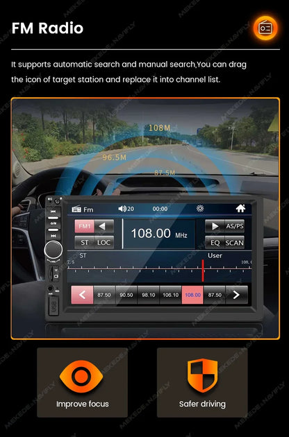 MEKEDE 1DIN MP5 Player — 7" HD Touchscreen Car Radio with USB, Bluetooth & TF Card for Universal Auto Multimedia