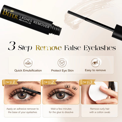 BEFER 2-in-1 Eyelash Glue & Remover — Waterproof Lash Adhesive for Strong, Long-Lasting Eyelashes