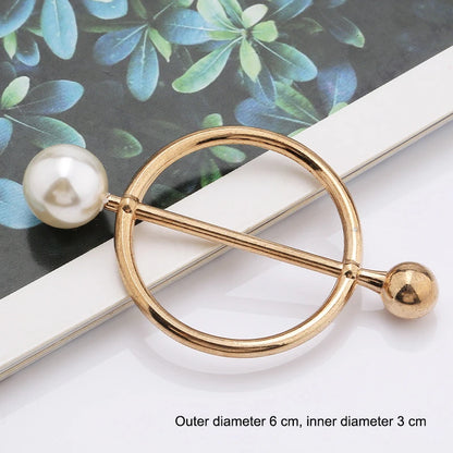 Elegant Alloy Brooch Pins with Pearls & Rhinestones – Minimalist Irregular Shapes, Fashion Accessory for Garments & Scarves