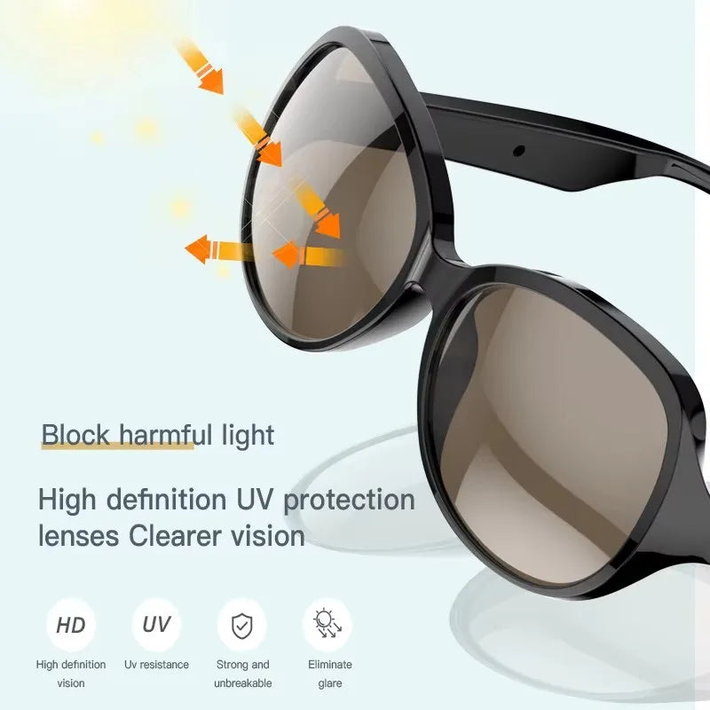 Smart Bluetooth V5.3 Sunglasses with HIFI Headphones – Outdoor Sports UV Glasses for Men & Women