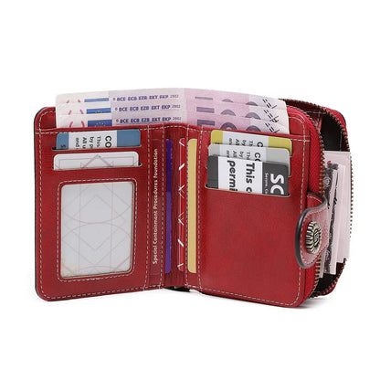 Retro Hollow-Out Short Purse for Women – Multi-Card Zipper Wallet, European & American Fashion Design