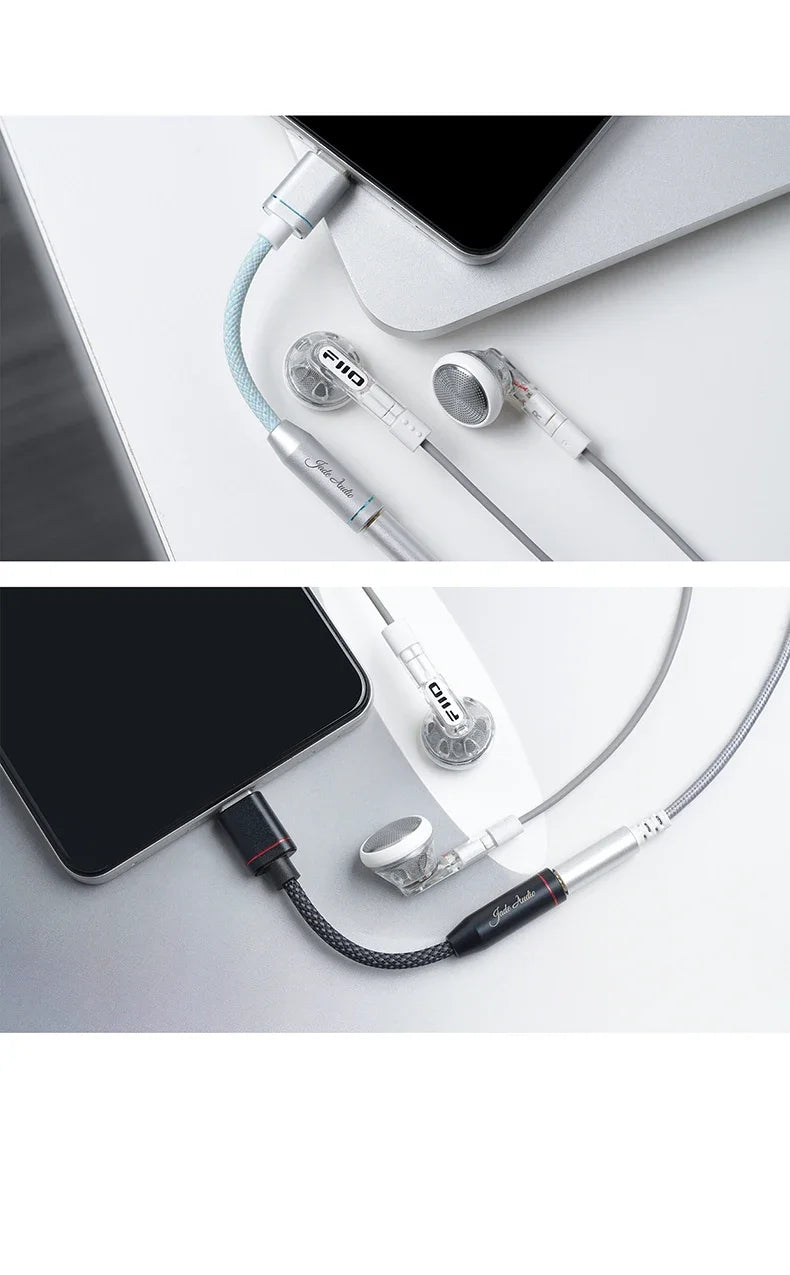 FIIO JadeAudio JA11 USB-C to 3.5mm Headphone Adapter — Hi-Res DAC Audio Cable for Phones