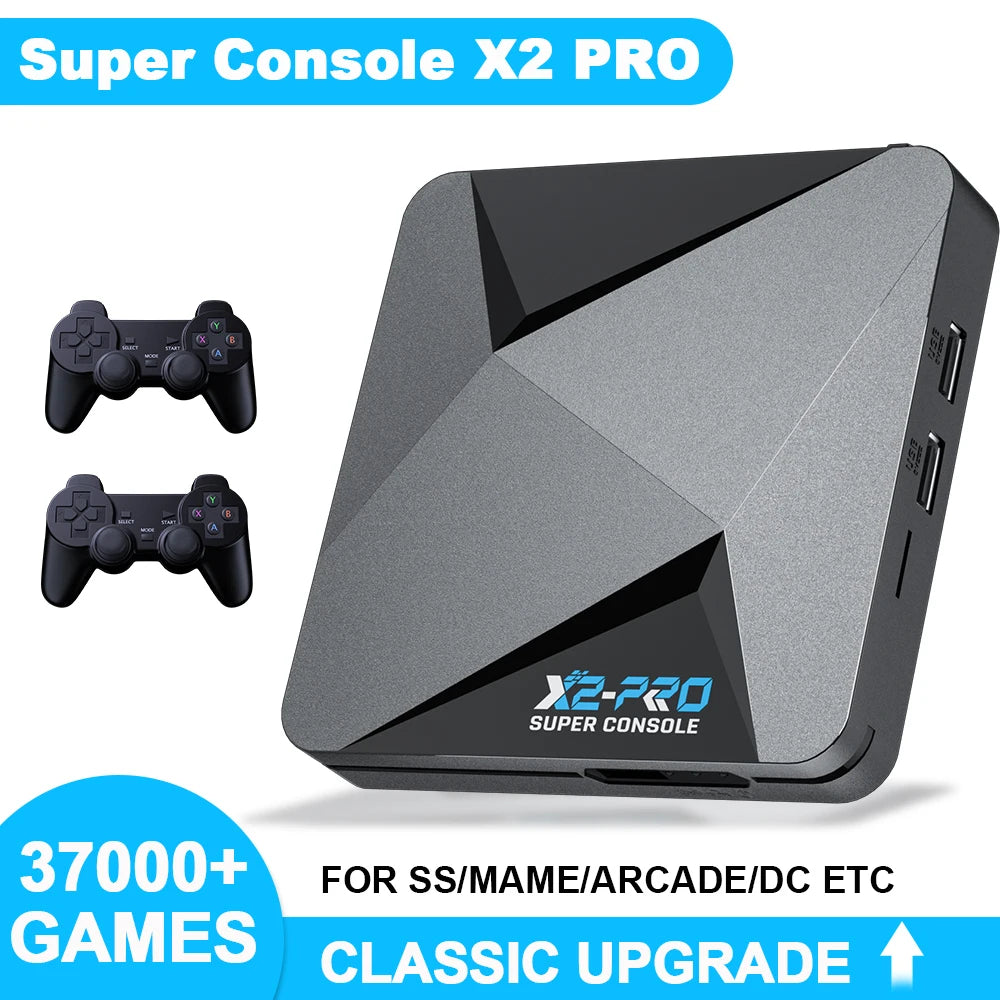 KINHANK Super Console X2 Pro Retro Gaming Console – 37,000 Built-in Games for PS1/DC/MAME/SS with Gamepad, Kid Gift Game Box