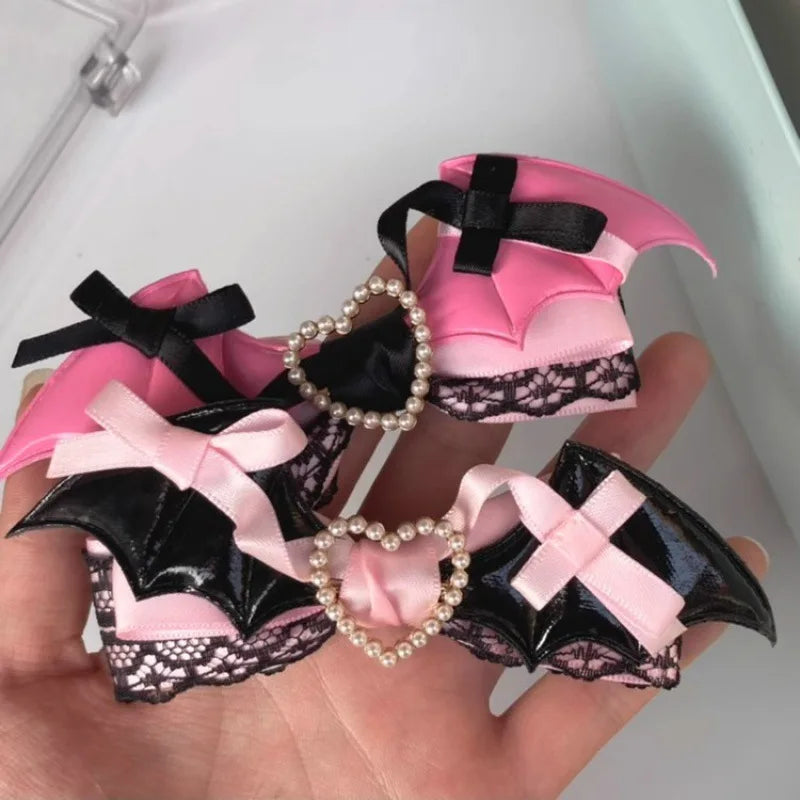 Lolita Lace Bow Hair Clip - Black Pink Sweet Girl Hairpin