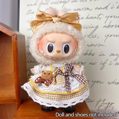 17cm Mini Plush Doll Clothes — Kpop EXO Labubu Idol V1 V2 Outfit Set with Sweater & Headband, Doll Accessories Gift