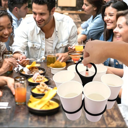Portable 6-Slot Folding Drink Holder Tray with Handle – Reusable Beverage Carrier for Picnics, Parties & Outdoor Use (1/2 Pack)