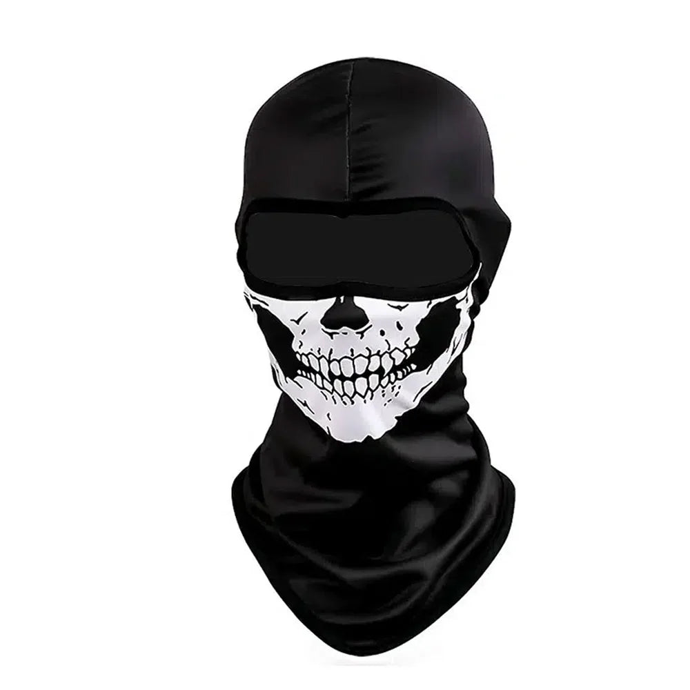 Skull Print Balaclava Mask - Full Face Halloween Cosplay Hood for Motorcycle Riding & Outdoor Use