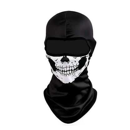 Skull Print Balaclava Mask - Full Face Halloween Cosplay Hood for Motorcycle Riding & Outdoor Use