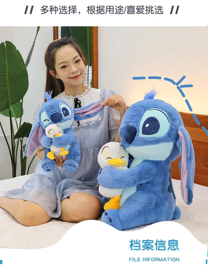 Disney Stitch Plush Doll - Lilo and Stitch Cute Duck Version, Kawaii Stuffed Toy for Christmas and Birthday Gifts