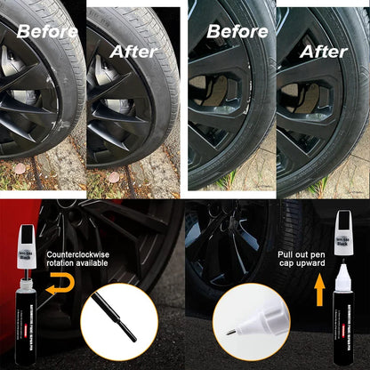 Automotive Wheel Touch-Up Paint Pen – Gloss, Matte Black & Silver/Grey Car Repair Accessory