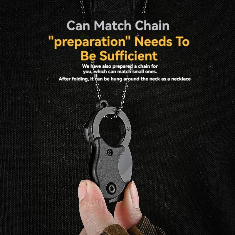 Mini Keychain Pocket Knife – Stainless Steel Camping EDC Tool with Fixed Blade, Peeler, and Portable Chain
