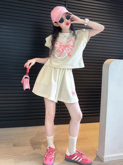 Girls' Summer Clothing Set - Casual Kids Tracksuit Outfit for Ages 4–12