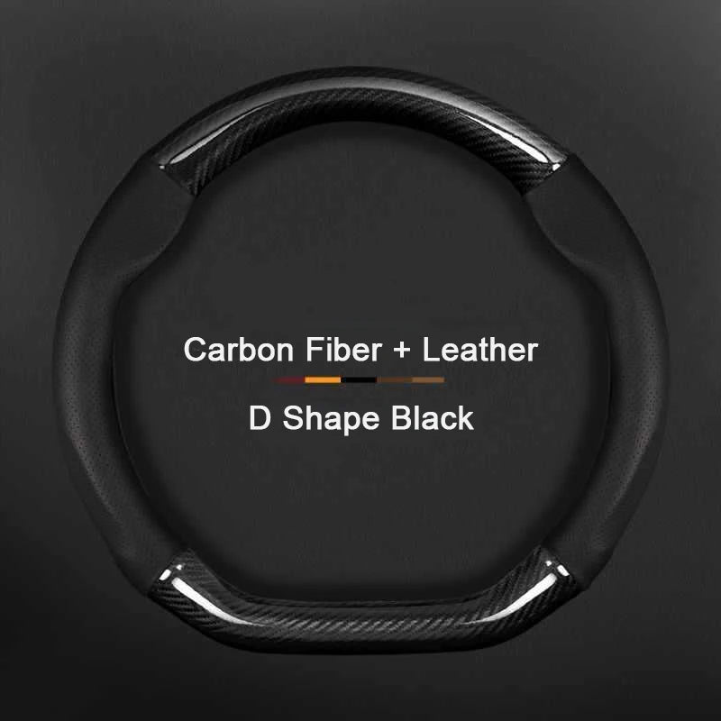 Hyundai Carbon-Fiber Leather Steering Wheel Cover — Fits i20/i30/i40/ix25/ix35/ix55/Elantra/Tucson/Sonata/Solaris/Palisade/Nexo
