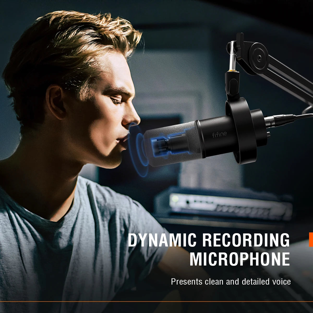FIFINE USB/XLR Dynamic Microphone – Shock Mount, Touch-Mute, Headphone Jack & Volume Control, for PC or Sound Card Recording (K688)