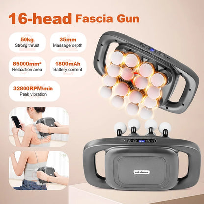 16-Head Fascia Massage Gun – High-Frequency Vibration Body Massager for Back, Waist, Neck, and Shoulders, Muscle Relief
