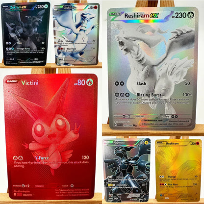PTCG White & Black Victini Zekrom Reshiram Cards - English Anime Trading Card Collection