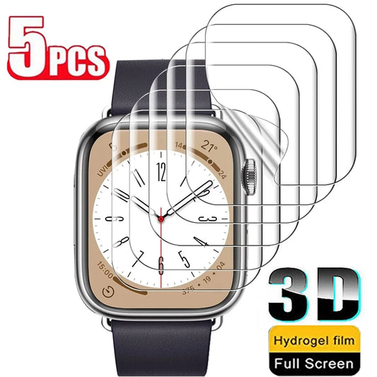 5-Pack Hydrogel Screen Protector for Apple Watch Series 1–9, Ultra 2 (40–49mm) – Full Coverage Film for Smartwatch