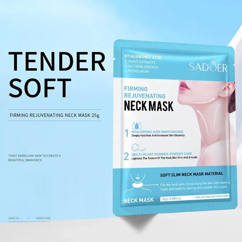 10pcs SADOER Hyaluronic Acid Neck Masks – Collagen Firming & Moisturizing Skincare for Neck