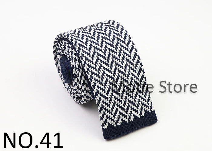 Classic Knit Neck Tie for Men — 6cm Plaid & Dots Casual Business Wedding Tie