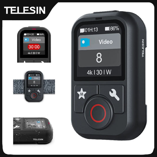 TELESIN Waterproof Bluetooth Remote for GoPro Hero 13/12/11/10/9/8/Max with Wrist Strap – Action Camera Accessory