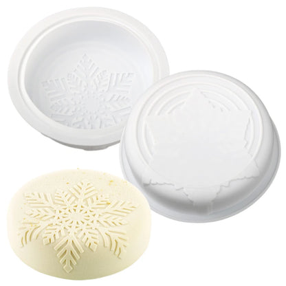 Christmas Snowflake Silicone Cake Mold – Cylindrical French Mousse Dessert Baking Tool for Holiday Bakeware