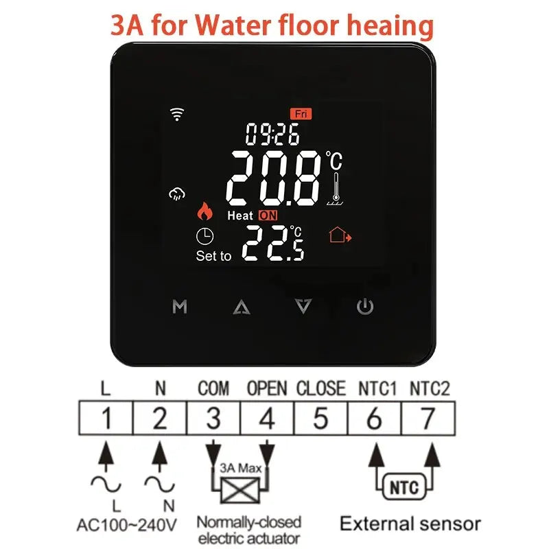 Tuya Smart WiFi Thermostat – Remote Controller for Water, Electric & Gas Floor Heating with Google Home & Alexa Compatibility