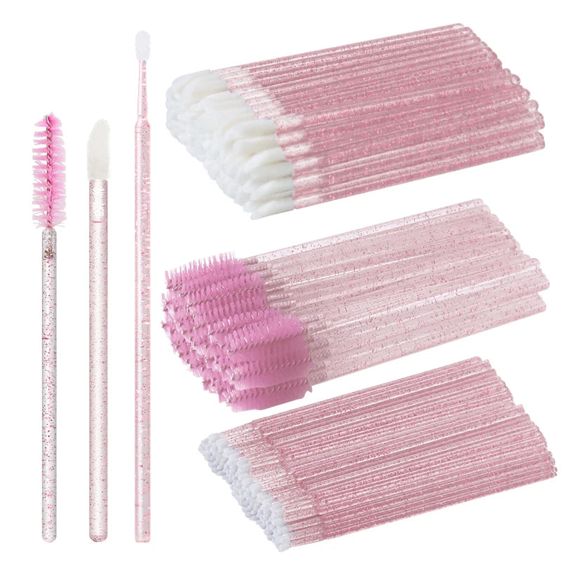 ANNAFRIS 50PCS Disposable Eyelash Brushes - Soft Crystal Lash Extension & Eyebrow Makeup Mascara Wands
