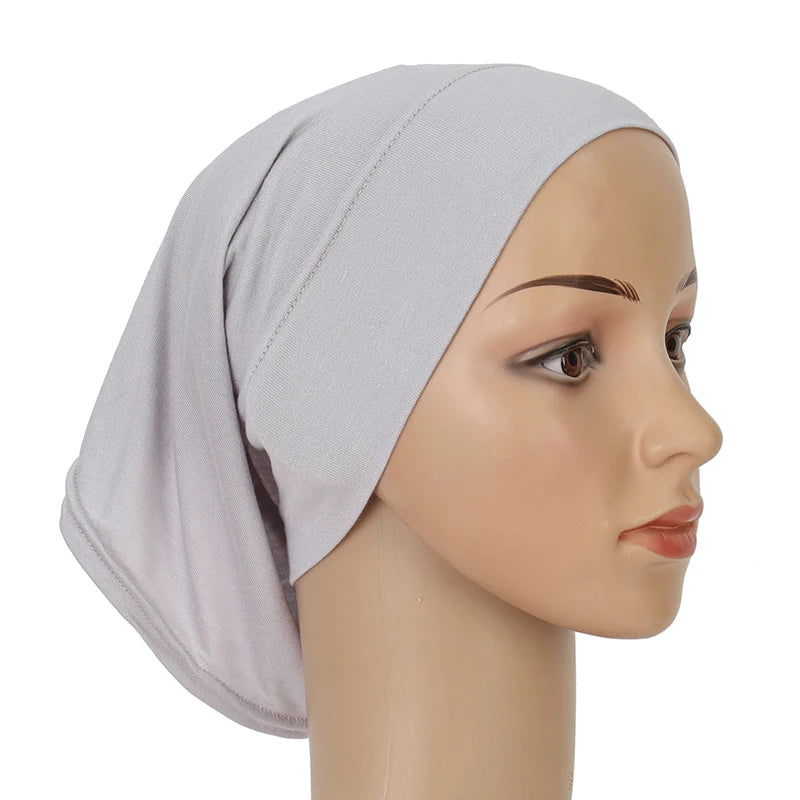 Cotton Modal Inner Hijab Undercap – Soft Stretch Muslim Turban, Islamic Underscarf Bonnet & Tube Cap for Women